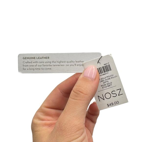 Chico's NWT Rose Gold Structured Shine Leather Pouch Cosmetic Bag Travel Case - Picture 11 of 13